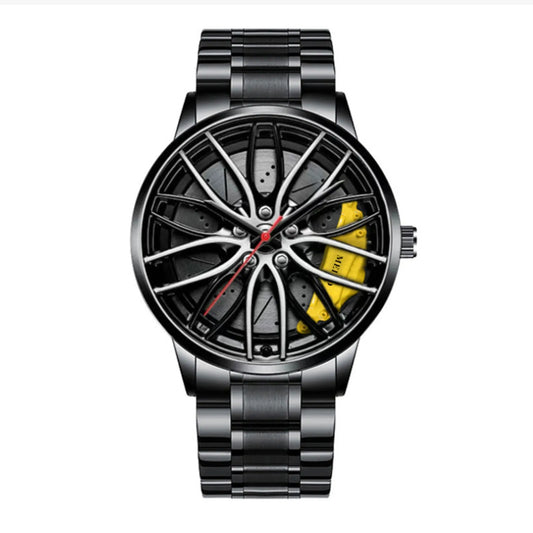 Cross Border Hot Selling Popular Casual Fashion Business Non Mechanical Hollow Wheel Steel Strip Men'S Stone Watch