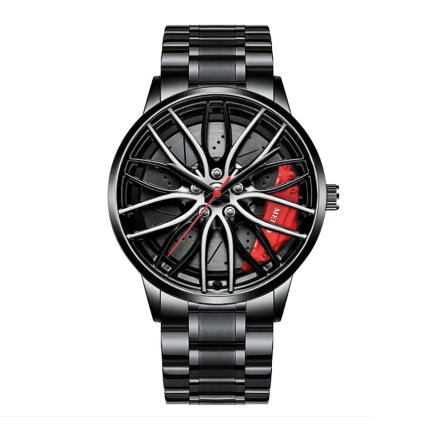 Cross Border Hot Selling Popular Casual Fashion Business Non Mechanical Hollow Wheel Steel Strip Men'S Stone Watch