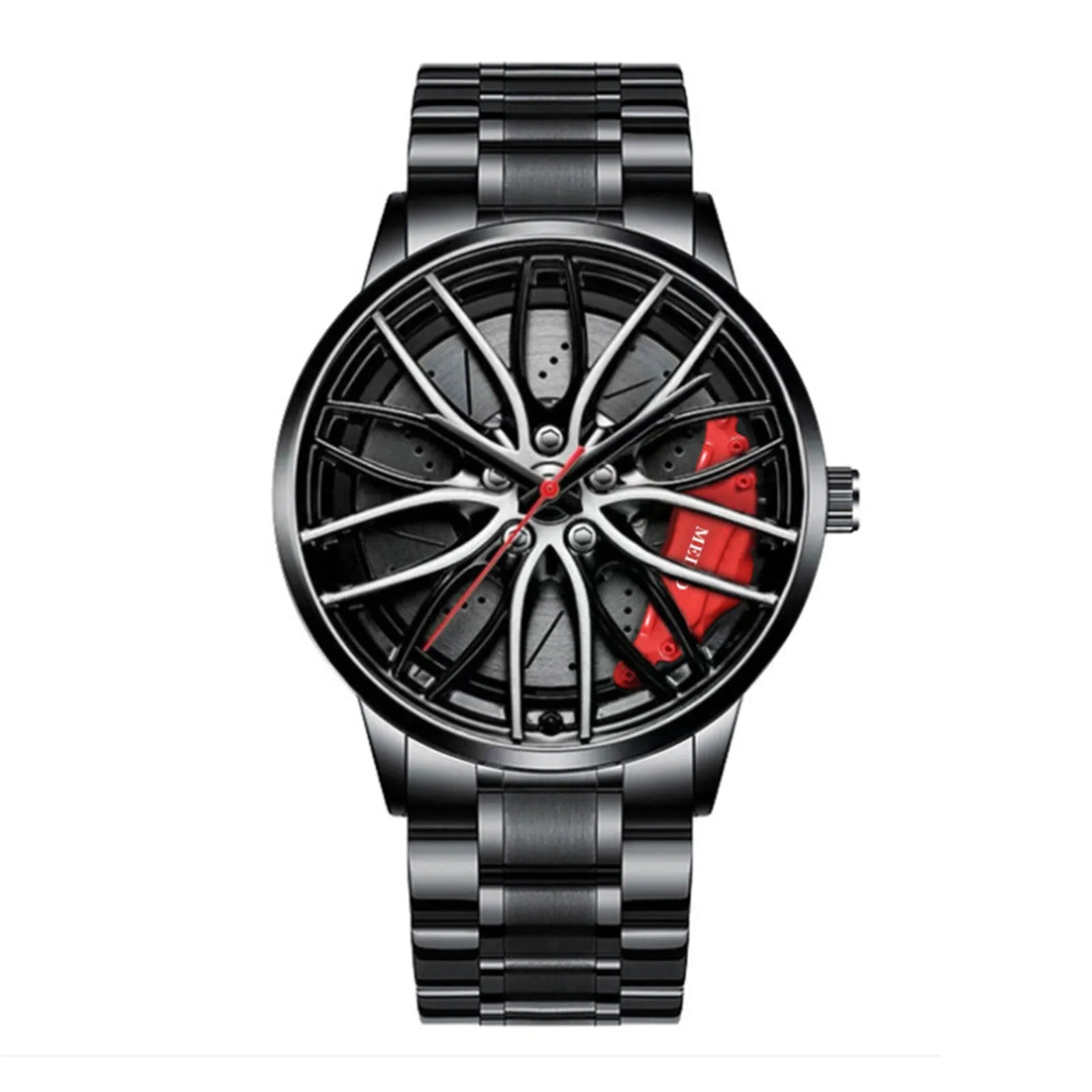 Cross Border Hot Selling Popular Casual Fashion Business Non Mechanical Hollow Wheel Steel Strip Men'S Stone Watch