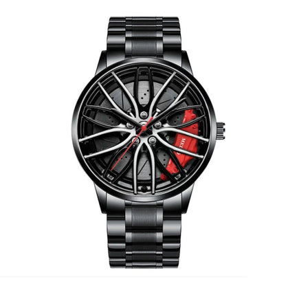 Cross Border Hot Selling Popular Casual Fashion Business Non Mechanical Hollow Wheel Steel Strip Men'S Stone Watch